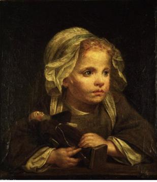 Girl with a capuchin Artwork by Jean-Baptiste Greuze