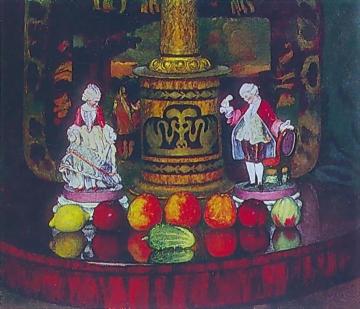 Still life with porcelain figures Artwork by Ilya Mashkov