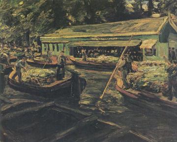 Merchants of Vegetables in a Canal in Delft Artwork by Max Liebermann