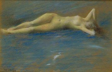 Reclining Nude Artwork by Thomas Wilmer Dewing