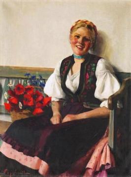 Girl with Poppies Artwork by Emil Pap