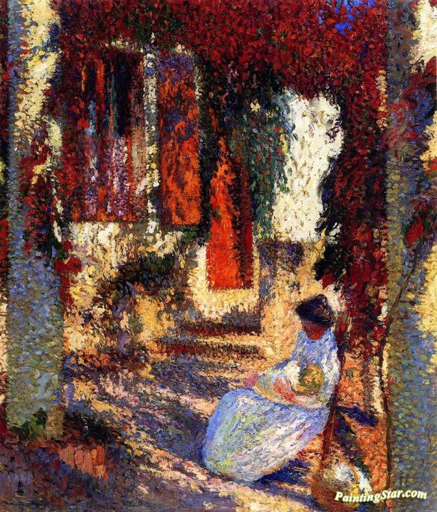 Mother and Child in the Garden Artwork by Henri Martin