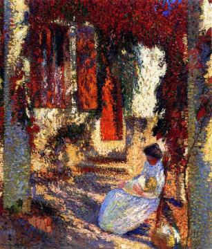 Mother and Child in the Garden Artwork by Henri Martin