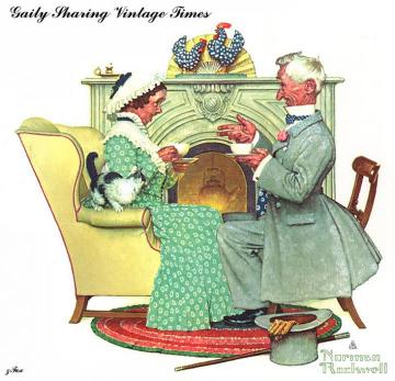 Gaily Sharing Vintage Times Artwork by Norman Rockwell