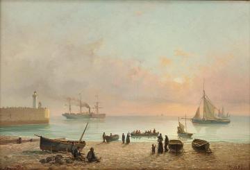 Beach Scene Artwork by Johan Jacob Bennetter