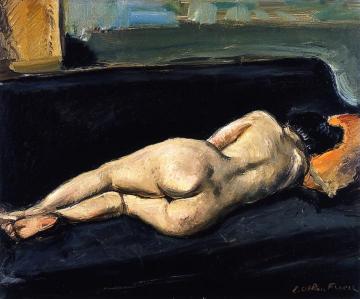 Nude on a Black Sofa Artwork by Emile-othon Friesz