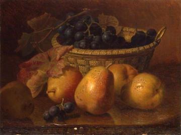 Duchess Pears with Black Grapes in a Basket Artwork by Eloise Harriet Stannard