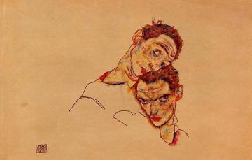 Double Self Portrait Artwork by Egon Schiele