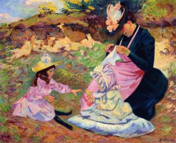 Madame Guillaumin and Her Children Artwork by Armand Guillaumin