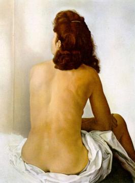 Gala Nude From Behind Looking In An Invisible Mirror Artwork by Salvador Dalí