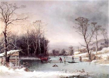 Winter in the Country, Getting ice Artwork by George Henry Durrie
