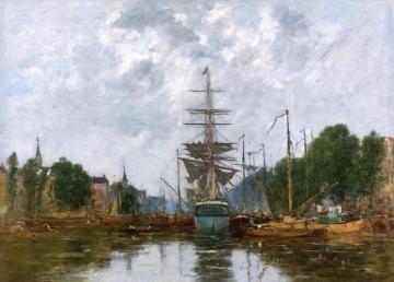 Rotterdam, The Central Harbor Artwork by Eugène-Louis Boudin