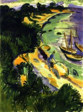 Fehmarn Bay with Boats Artwork by Ernst Ludwig Kirchner