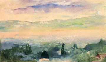 Sunrise in Fog over Kyoto Artwork by John La Farge