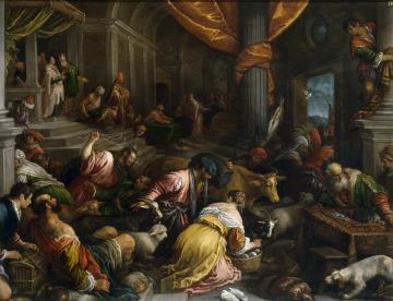 Expulsion of the Merchants from the Temple Artwork by Francesco Bassano  the Younger