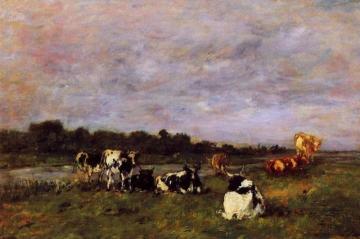 A Pasture on the Banks of the Touques Artwork by Eugène-Louis Boudin