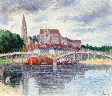 The Bridge over the Yonne and the Cathedral Artwork by Maximilien Luce