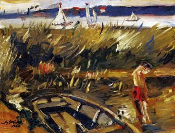 Punt in the Reeds at Muritzsee Artwork by Lovis Corinth