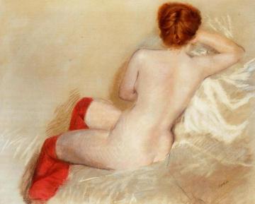Nude with Red Stockings Artwork by Giuseppe de Nittis