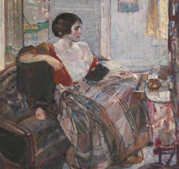 Woman Seated At Dressing Table Artwork by Richard Edward Miller