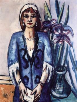 Quappi In Blue And Grey Artwork by Max Beckmann