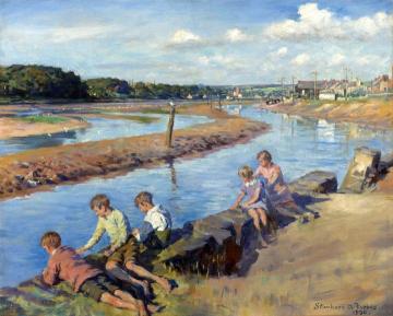 Young Anglers At Hayle Artwork by Stanhope Alexander Forbes