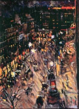 Boulevard des Italiens by Night Artwork by Nicolas Tarkhoff