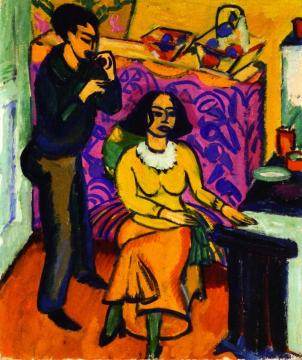 Otto and Maschka Mueller in the Studio Artwork by Ernst Ludwig Kirchner