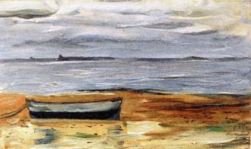 Beach With Gray Boat And Gray Sea Artwork by Max Beckmann