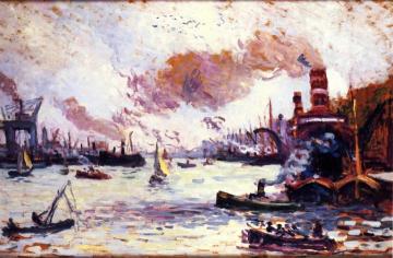 Boats in the Port of Rotterdam Artwork by Maximilien Luce