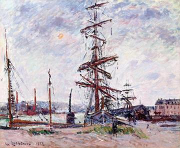 Boats at Dock in Le Havre Artwork by Gustave Loiseau