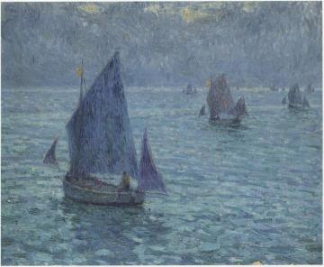 Boats at Twilight Artwork by Henri Le Sidaner