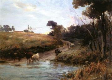 Cattle Watering Artwork by Joseph Milne