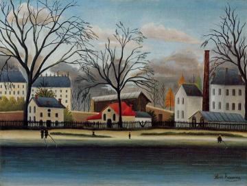 Suburban Scene Artwork by Henri Rousseau