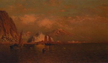 Labrador Mountain and Icebergs by LIght of the Midnight Sun Artwork by William Bradford