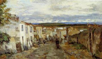 Street in Pont du Chateau Artwork by Albert Lebourg