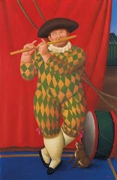 Harlequin With Flute Artwork by Fernando Botero