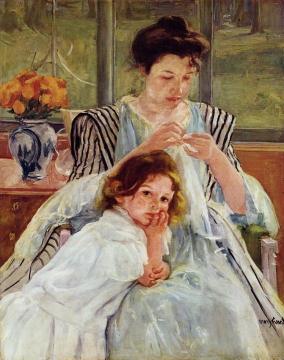 Young Mother Sewing Artwork by Mary Cassatt