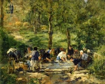 Lavoir du Chevel Blanc a Trouville Artwork by Eugène-Louis Boudin
