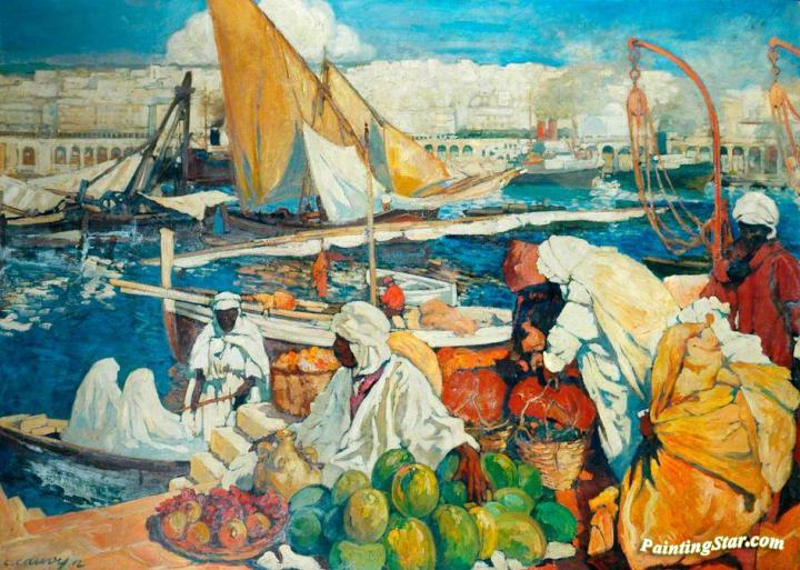 Alger la Blanche, Quay Scene, Algiers Artwork by Léon Cauvy