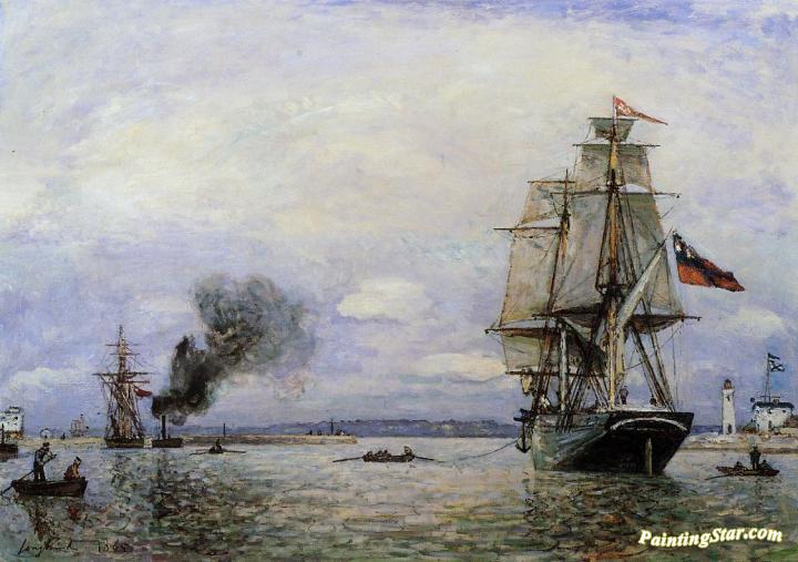 Leaving the Port of Honfleur Artwork by Johan Berthold Jongkind