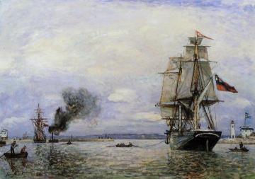Leaving the Port of Honfleur Artwork by Johan Berthold Jongkind