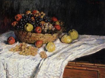 Fruit Basket with Apples and Grapes Artwork by Claude Oscar Monet