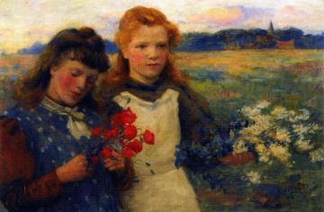 Girls Picking Wild Flowers Artwork by John N. McGhie