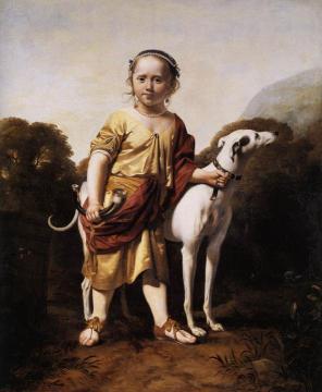 Portrait of a Girl as a Huntress Artwork by Caesar van Everdingen