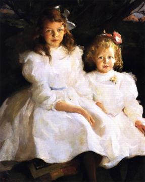 Two Little Girls Artwork by Frank Weston Benson