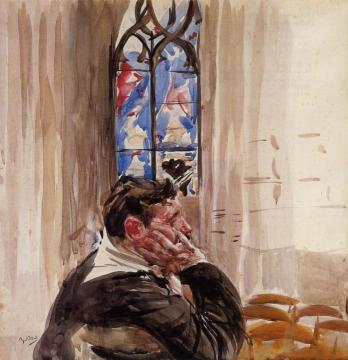 Portrait Of A Man In Church Artwork by Giovanni Boldini