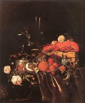 Still-Life with Fruit, Flowers, Glasses and Lobster Artwork by Jan Davidsz De Heem
