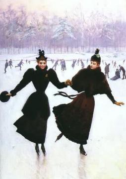 Women Skating Artwork by Jean Georges Beraud