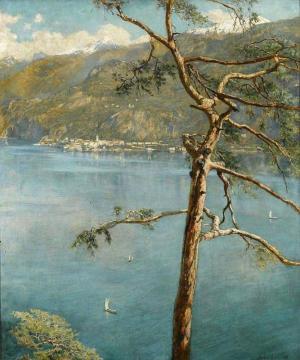 A view across Lake Como Artwork by John Maler Collier